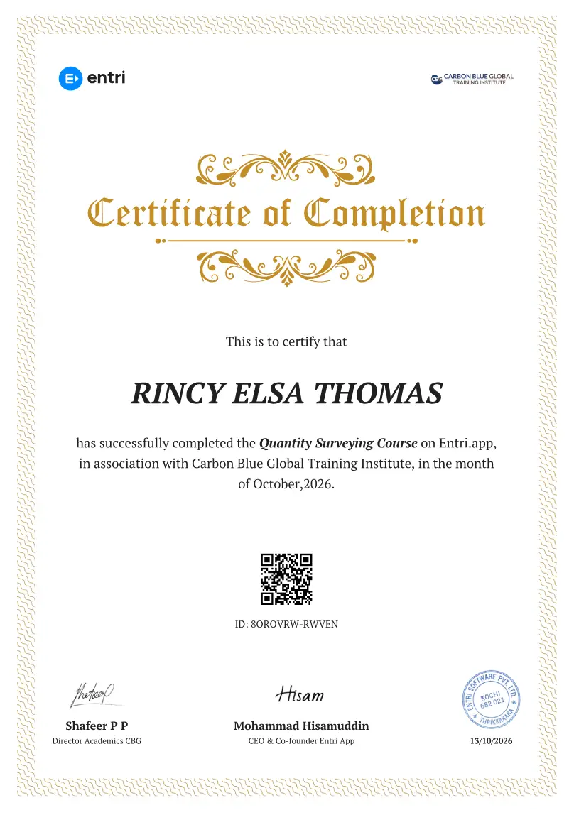 Sample certificate